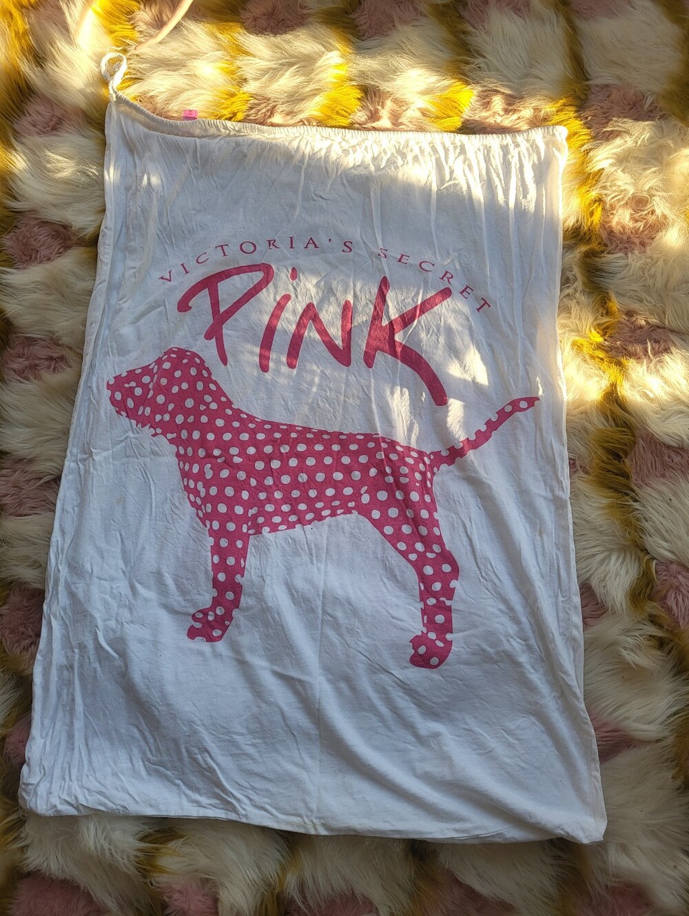 Y2k Victoria's Secret PINK vintage laundry bag rare dog polka dots 2